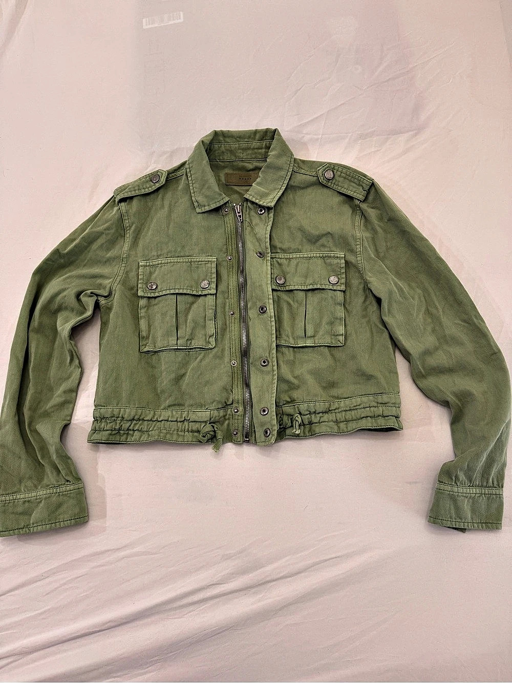 BLANK NYC Olive Green Utility Crop Jacket Green XS